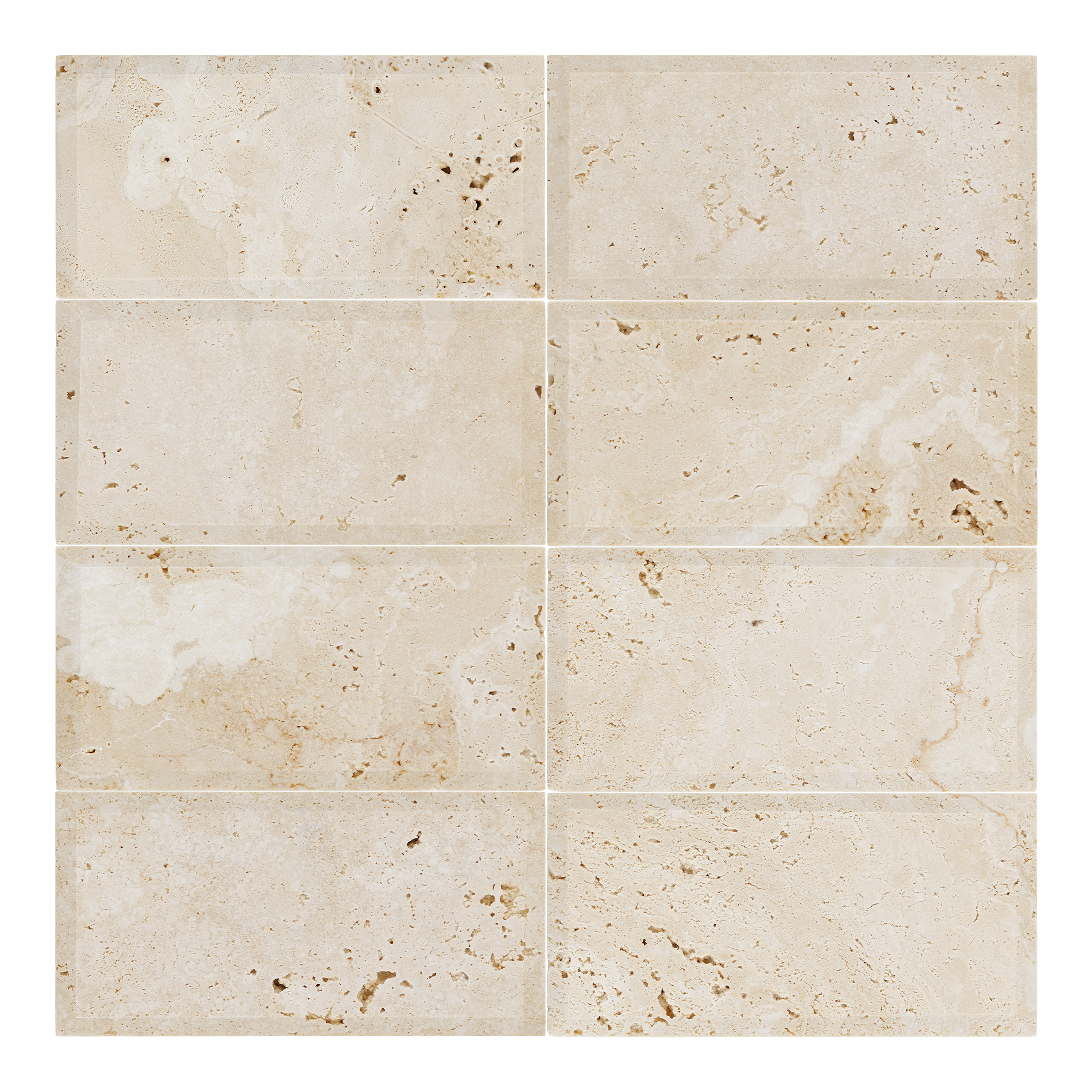 Ivory Premium Travertine 3x6 Beveled Honed