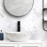 Calacatta Gold Marble 2" X 6" Herringbone