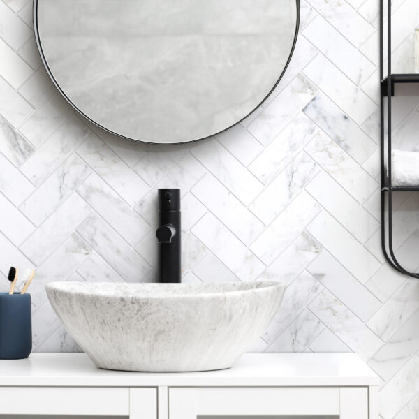 Calacatta Gold Marble 2" X 6" Herringbone