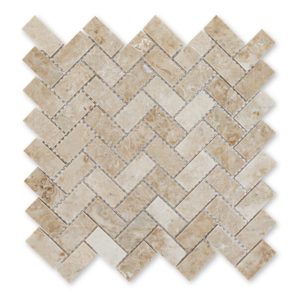 Crema Cappuccino Marble 1" X 2" Herringbone Polished