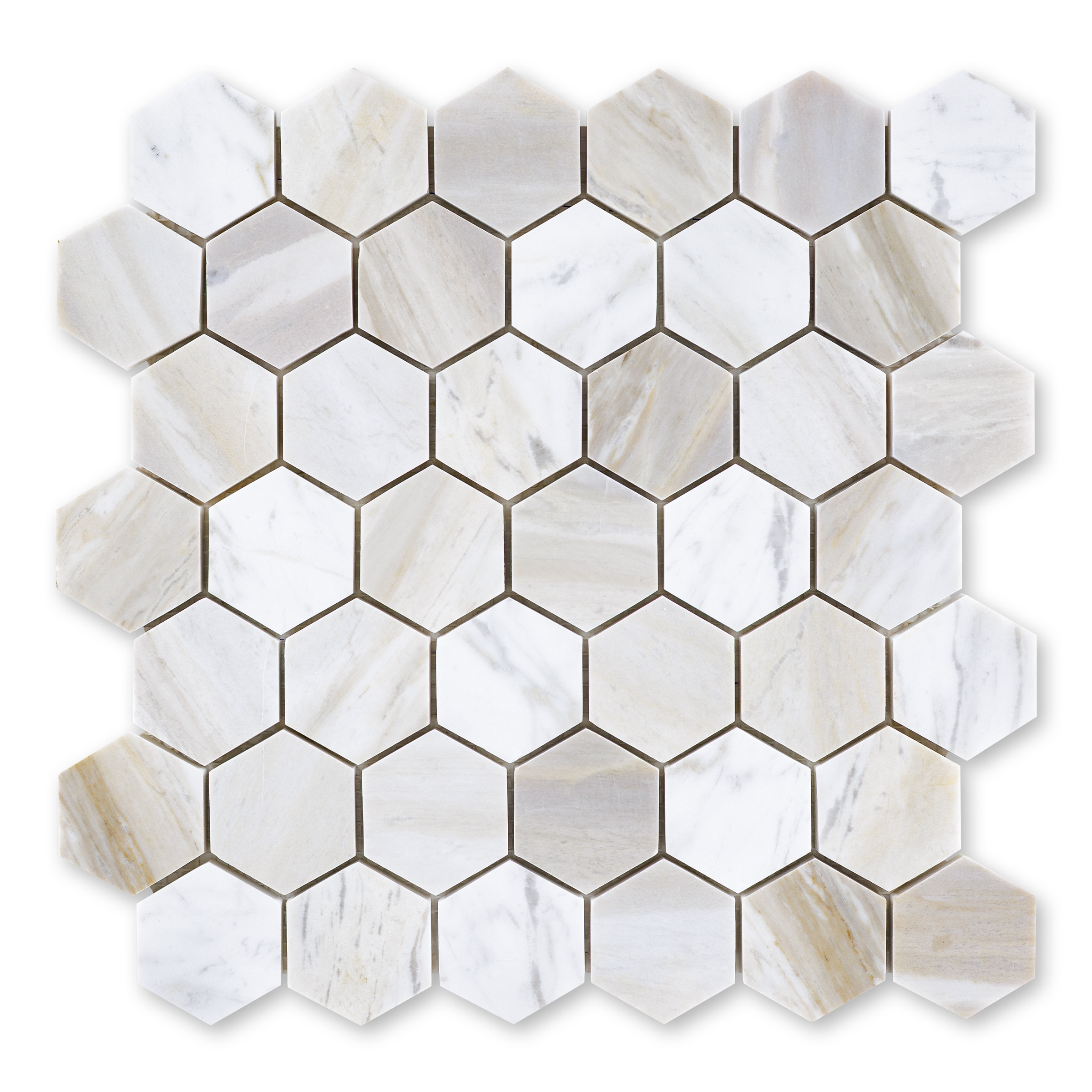 Ajax Gold Marble 2″ Hexagon Honed