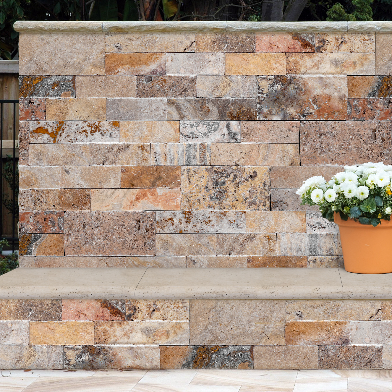 Autumn Leaves Travertine Natural Ledger Panel