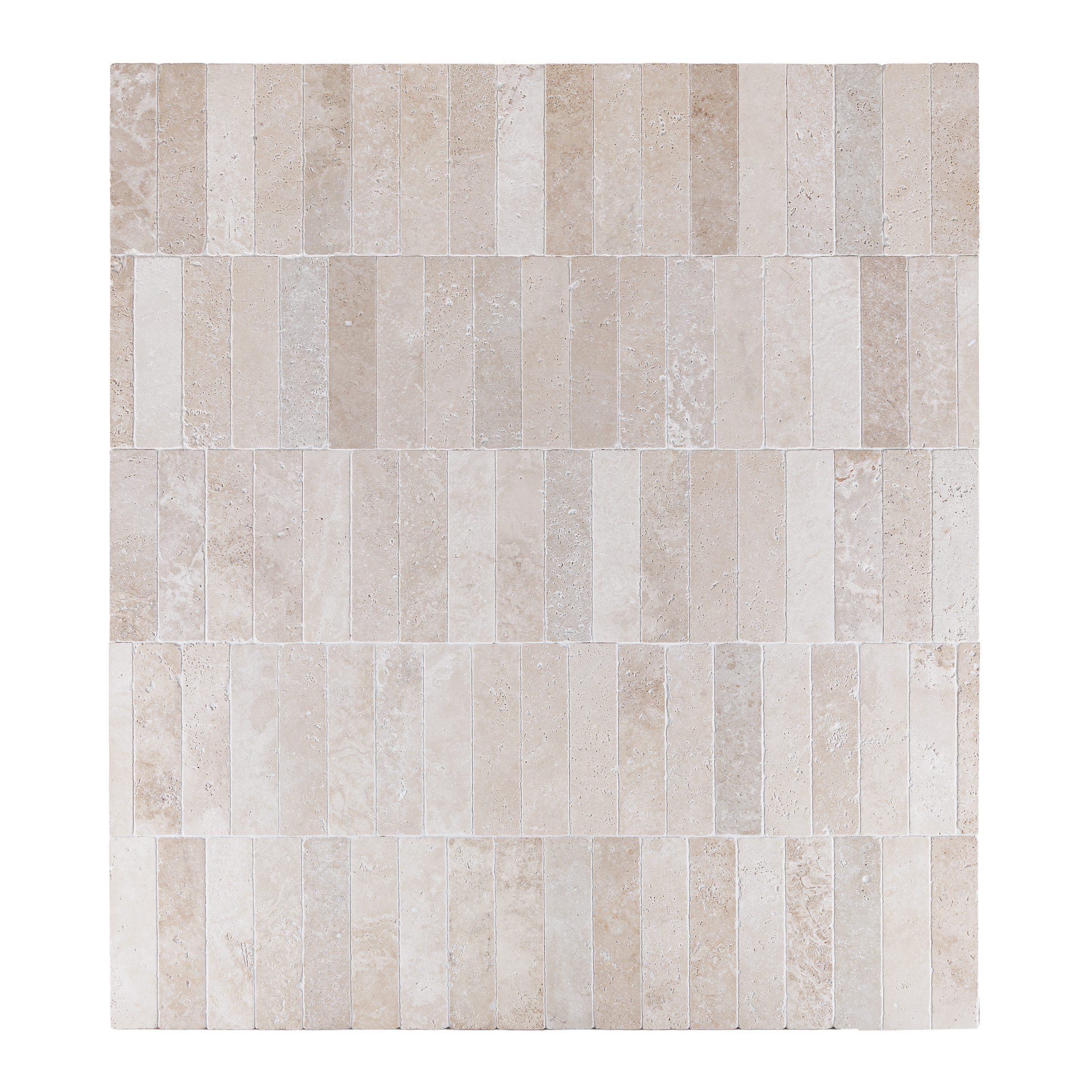 Ivory Premium Travertine 2x8 Tumbled Big Display