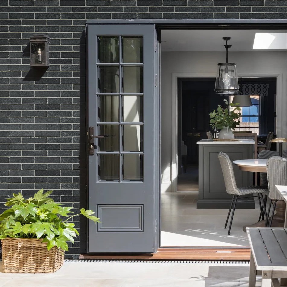 Lime Black Limestone Tumbled Thin Brick Mesh